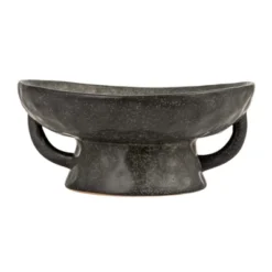 Storied Home Stoneware Footed Pedestal Bowl With Handles, Reactive Glaze -Interio Store GUEST 006c2892 eeb2 4734 b76b 49ba7916947f