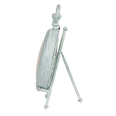 Storied Home Antique Reproduction Pewter Mantel Clock In Soft Blue Finish 7 Storied Home Antique Reproduction Pewter Mantel Clock In Soft Blue Finish - Image 5