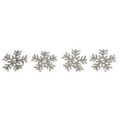 Storied Home 4-Piece Metal And Glass Beaded Snowflake Napkin Rings, Silver Finish