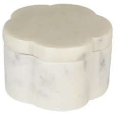 Storied Home Elegant Marble Pinch Pot With Lid, White -Interio Store GUEST 07002969 f6fa 49b1 b33c 6b5d886dd50d