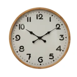 Fir Wood And Metal Wall Clock Brown - Storied Home