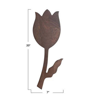 Storied Home Tulip Shaped Mango Wood Serving Board, Natural 3 Storied Home Tulip Shaped Mango Wood Serving Board, Natural