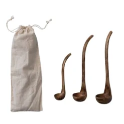 Storied Home Wood Ladles In Drawstring Bag, Natural -Interio Store GUEST 0a311e29 1f5d 480f a31d 86a6bc14e9b0