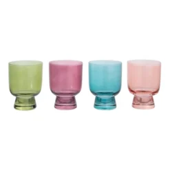 Storied Home Hand Blown Footed Drinking Glasses, 6 Ounces, 4 Assorted Colors -Interio Store GUEST 0aea386f 0429 4b5c a1bc 12fbf449bf57