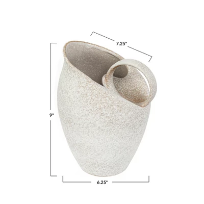 Storied Home 9 Inches 82-Ounce Textured Stoneware Pitcher In Reactive Glaze, White 3 Storied Home 9 Inches 82-Ounce Textured Stoneware Pitcher In Reactive Glaze, White