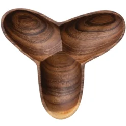 Storied Home Modern Acacia Wood Appetizer Bowl With 3 Compartments, Natural -Interio Store GUEST 0b88f044 5c11 416c a792 e2d444bcd437