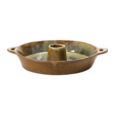 Storied Home Stoneware Dish With Toothpick Holder, Reactive Glaze, Brown (Each One Will Vary) 4 Storied Home Stoneware Dish With Toothpick Holder, Reactive Glaze, Brown (Each One Will Vary) - Image 2