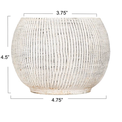 Storied Home Distressed Cream Terracotta Planter With Fluted Texture 4 Storied Home Distressed Cream Terracotta Planter With Fluted Texture - Image 2