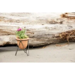 Storied Home Terracotta Pot With Metal Stand (Pot With Stand)