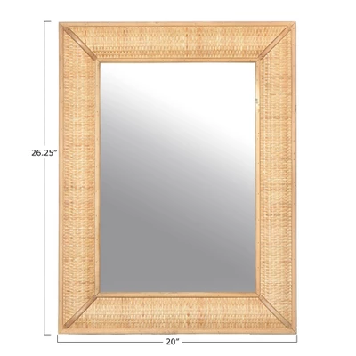 Rectangle Wall Mirror With Rattan Detail Brown - Storied Home 7 Rectangle Wall Mirror With Rattan Detail Brown - Storied Home - Image 5