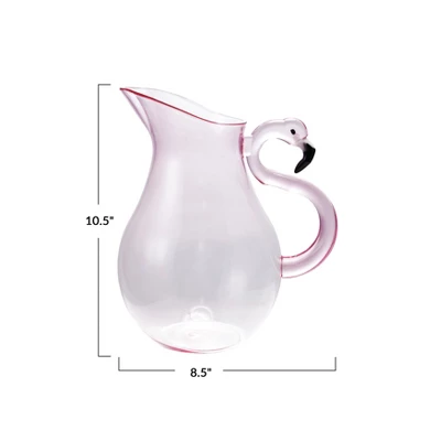 Storied Home 2.5-Quart Acrylic Pitcher With Flamingo Handle, Pink 3 Storied Home 2.5-Quart Acrylic Pitcher With Flamingo Handle, Pink