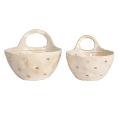 Storied Home Set Of 2 Cream Reactive Glaze Stoneware Colanders 8 Storied Home Set Of 2 Cream Reactive Glaze Stoneware Colanders -Interio Store GUEST 11aaa222 6662 4012 9be7 056f959530db