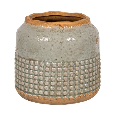 Storied Home Round Terra-cotta Hobnail Planter Vase With Heavily Distressed Finish 5 Storied Home Round Terra-cotta Hobnail Planter Vase With Heavily Distressed Finish - Image 3