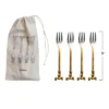 Storied Home 4-Piece Appetizer Forks With Gold Finish Bow Handles, Stainless Steel And Brass 1 Storied Home 4-Piece Appetizer Forks With Gold Finish Bow Handles, Stainless Steel And Brass -Interio Store GUEST 12ea255d 1460 4d7b a8e8 e8b95b66f798