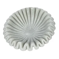 Storied Home Round Marble Pleated Dish, White -Interio Store GUEST 154ad9d2 7857 47ff bee4 5edba5c23136