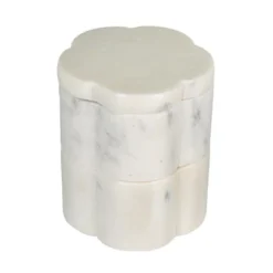 Storied Home Elegant Marble Pinch Pot With Lid, White -Interio Store GUEST 16d0247b 1d9d 4c03 9349 fad0f2d417d5