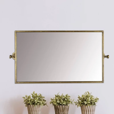 26.5" Metal Swivel Wall Mirror Brass - 3R Studios 4 26.5" Metal Swivel Wall Mirror Brass - 3R Studios - Image 2