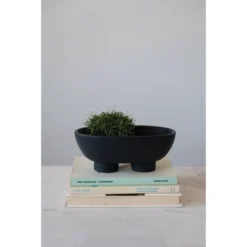 Storied Home Stoneware Footed Bowl