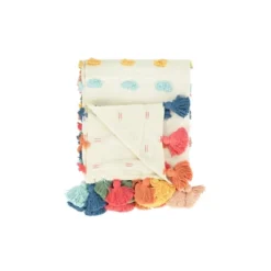 Storied Home Soft Woven Cotton Throw With Tufted Dots And Tassels, Multicolor -Interio Store GUEST 1a008ae9 78f7 4018 908d 4336ede2830d