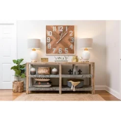 Storied Home Farmhouse Square Herringbone Wood Inlay And Metal Wall Clock, Distressed Brown 8 Storied Home Farmhouse Square Herringbone Wood Inlay And Metal Wall Clock, Distressed Brown -Interio Store GUEST 1a3a2737 ec96 4bd8 a541 f73547251509