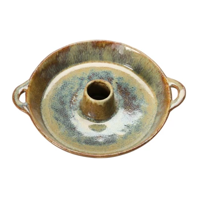 Storied Home Stoneware Dish With Toothpick Holder, Reactive Glaze, Brown (Each One Will Vary) 5 Storied Home Stoneware Dish With Toothpick Holder, Reactive Glaze, Brown (Each One Will Vary) - Image 3