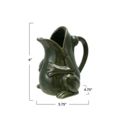 Storied Home 16-Ounce Stoneware Frog Pitcher, Reactive Glaze, Green (Each One Will Vary)