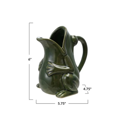 Storied Home 16-Ounce Stoneware Frog Pitcher, Reactive Glaze, Green (Each One Will Vary) 3 Storied Home 16-Ounce Stoneware Frog Pitcher, Reactive Glaze, Green (Each One Will Vary)