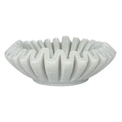 Storied Home Round Marble Pleated Dish, White -Interio Store GUEST 1b4791da 5522 41ed 9b87 60169a3c99ad