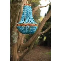 Wood Beaded Chandelier Blue -Storied Home 9 Wood Beaded Chandelier Blue -Storied Home -Interio Store GUEST 1c509e22 de29 4c07 8684 6344261c3000