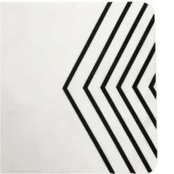 Storied Home Marble Cheese Board With Chevron Design, White And Black -Interio Store GUEST 1c5f0f5a e59d 40e9 8635 292ef2cc3f68