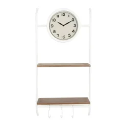 Wall Clock With 2 Shelves & 3 Hooks -Interio Store GUEST 1c61aff2 850c 459f a535 8303b5c19e3f