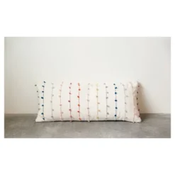 Cotton Throw Pillow With Embroidery Loop - Storied Home