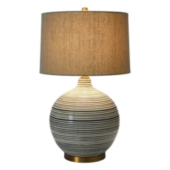 Textured Striped Ceramic Table Lamp With Linen Shade (Includes LED Light Bulb) Black/White/Gray - Storied Home 15 Textured Striped Ceramic Table Lamp With Linen Shade (Includes LED Light Bulb) Black/White/Gray - Storied Home -Interio Store GUEST 1e0c4803 d4c4 42c7 aec9 943b7dc86104