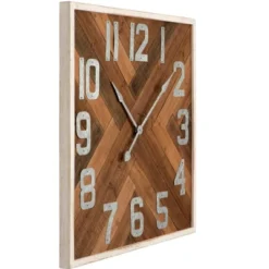 Storied Home Farmhouse Square Herringbone Wood Inlay And Metal Wall Clock, Distressed Brown 10 Storied Home Farmhouse Square Herringbone Wood Inlay And Metal Wall Clock, Distressed Brown -Interio Store GUEST 1e95da2c 959b 4cb2 ae97 2c0afdfea57a