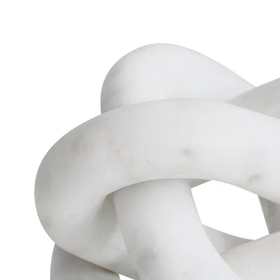 Storied Home Decorative Interlocking Marble Chain With 3 Links, White 6 Storied Home Decorative Interlocking Marble Chain With 3 Links, White - Image 4