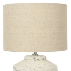 Storied Home Cement Table Lamp With Linen Shade, Distressed White -Interio Store GUEST 1fd5bffb 034f 46f9 bb35 dbb608a10a57