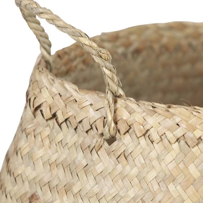 Seagrass Basket With Handles 12" X 19" Natural - Storied Home 7 Seagrass Basket With Handles 12" X 19" Natural - Storied Home - Image 5