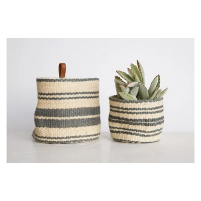 Jute Wall Basket - Set Of 2 - Storied Home 3 Jute Wall Basket - Set Of 2 - Storied Home