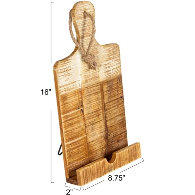 Storied Home Distressed White Dipped Wood Tablet Holder 3 Storied Home Distressed White Dipped Wood Tablet Holder - Image 2