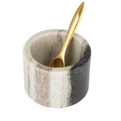 Storied Home Marble Salt Cellar With Brass Spoon, Black -Interio Store GUEST 240f60d9 8ad7 402d 94ae b948e49e179d