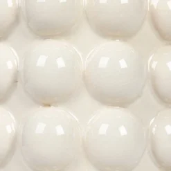 Storied Home Round Stoneware Canister With Raised Dots And Acacia Wood Lid, White And Natural 14 Storied Home Round Stoneware Canister With Raised Dots And Acacia Wood Lid, White And Natural -Interio Store GUEST 25a7b253 f295 4d6d aef0 997aa0240120