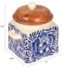 Storied Home Hand-Painted Stoneware Canister With Design, Acacia Wood Lid And Spoon, Cream, Blue And Natural 1 Storied Home Hand-Painted Stoneware Canister With Design, Acacia Wood Lid And Spoon, Cream, Blue And Natural -Interio Store GUEST 273e4bd8 00f6 421f acc2 6d41df2aac89