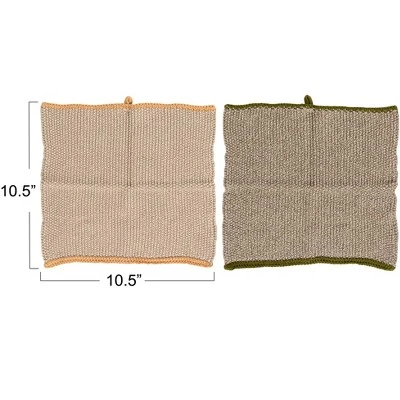 Storied Home Square Cotton Knit Dish Cloth (Set Of 2) 4 Storied Home Square Cotton Knit Dish Cloth (Set Of 2) - Image 2