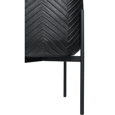 Storied Home Round Metal Planter With Chevron Pattern On Stand, Black 7 Storied Home Round Metal Planter With Chevron Pattern On Stand, Black - Image 5
