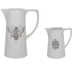 Storied Home White Ceramic Pitcher With Bee Image -Interio Store GUEST 2b240578 9103 4f64 a828 0f77da1fbef1