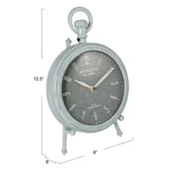 Storied Home Antique Reproduction Pewter Mantel Clock In Soft Blue Finish