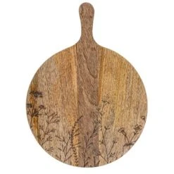 Storied Home Mango Wood Cheese Board With Laser Etched Flowers, Natural -Interio Store GUEST 2bef1d04 6bf5 4639 9dab 01d40f1fddc8