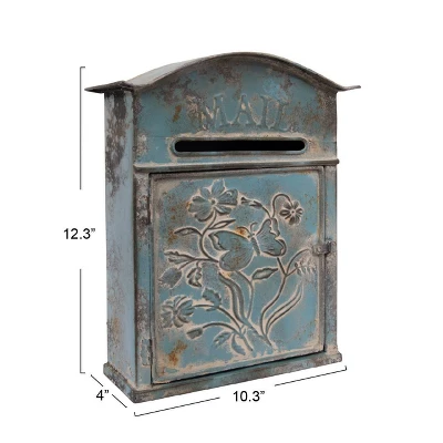 Embossed Tin Mail Box Blue - 3R Studios 10 Embossed Tin Mail Box Blue - 3R Studios - Image 8