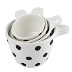 Storied Home Ceramic Measuring Cups With Polka Dots, Set Of 4 Sizes, Black And White -Interio Store GUEST 2c480560 f3d7 4f20 a592 dbdd5dcafd3e