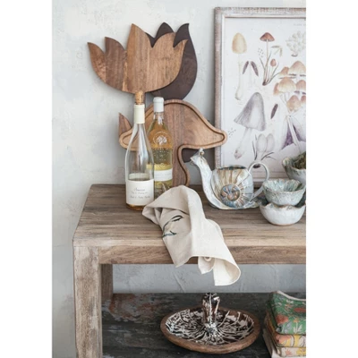 Storied Home Tulip Shaped Mango Wood Serving Board, Natural 4 Storied Home Tulip Shaped Mango Wood Serving Board, Natural - Image 2